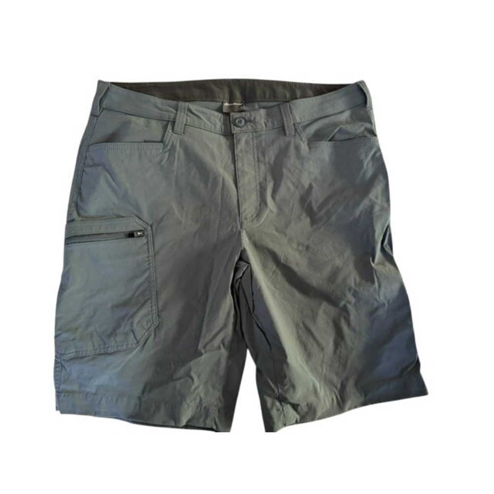 Eddie Bauer Mens Horizon Guide Cargo Shorts Gray Green Size 36 Hiking Stretch